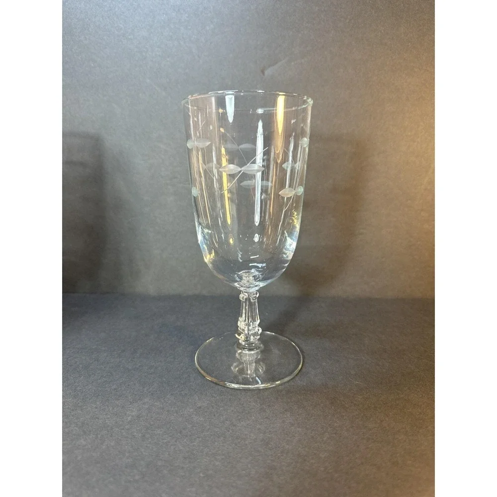 4 - VTG Libbey StemWare Goblets Etched Cut Hand Blown 1950's Footed Beverage